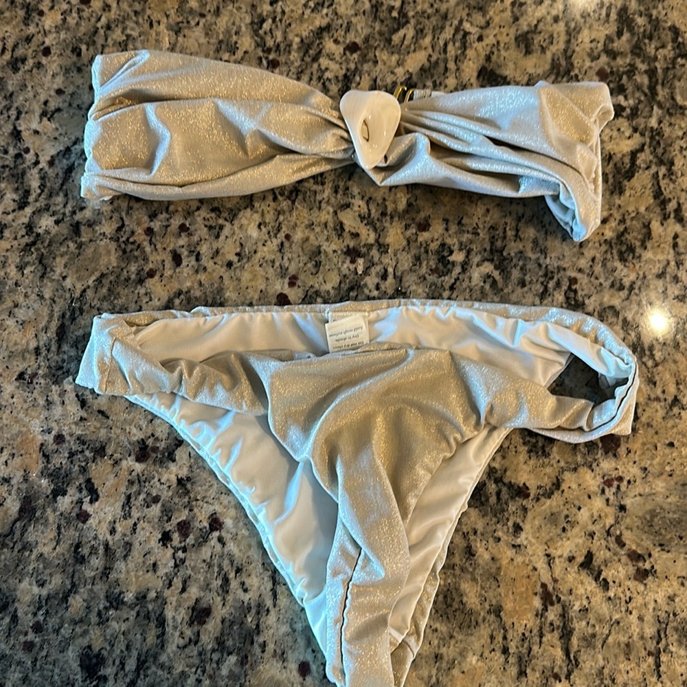 Baobab Collection Shimmery Ivory Bandeau Bikini Set